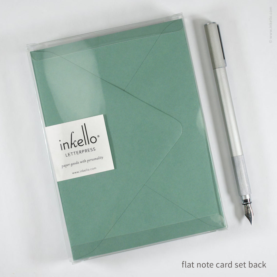 Flat Note Card Set with Green Sprouting Plants (