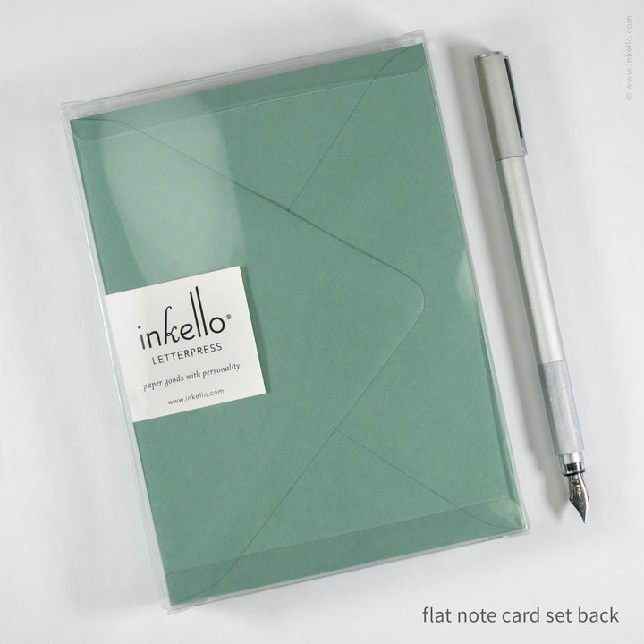 Flat Note Card Set with Green Sprouting Plants (