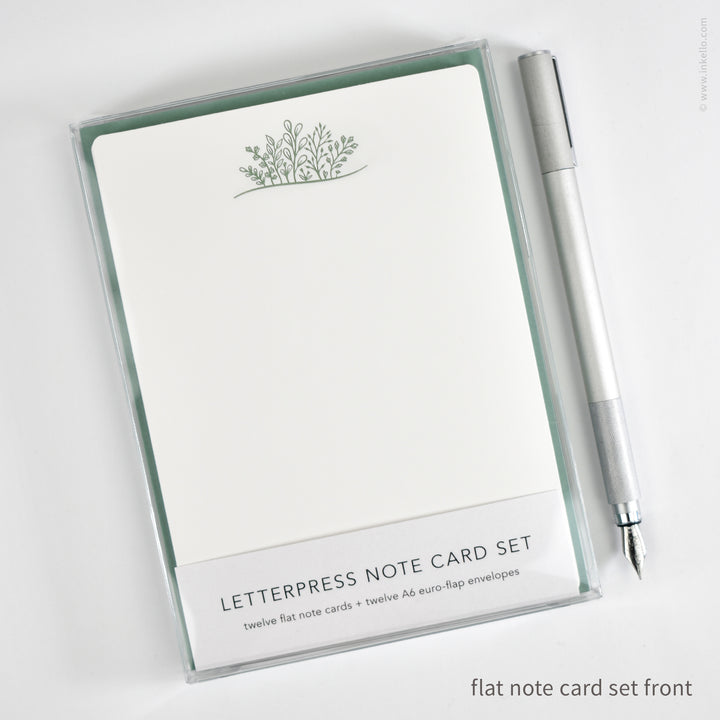 Flat Note Card Set with Green Sprouting Plants (