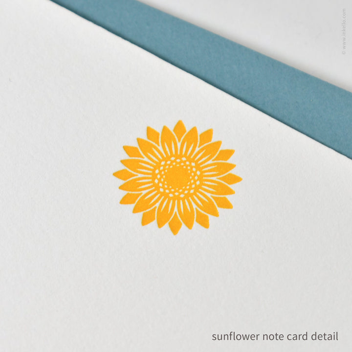Flat Note Card Set with Sunflower (