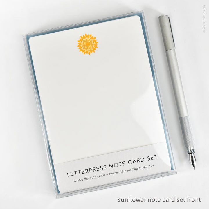 Flat Note Card Set with Sunflower (
