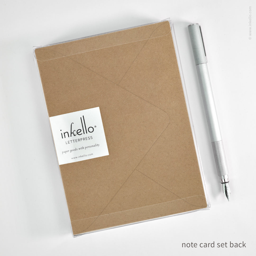 Flat Note Card Set with Three Green Seedlings (
