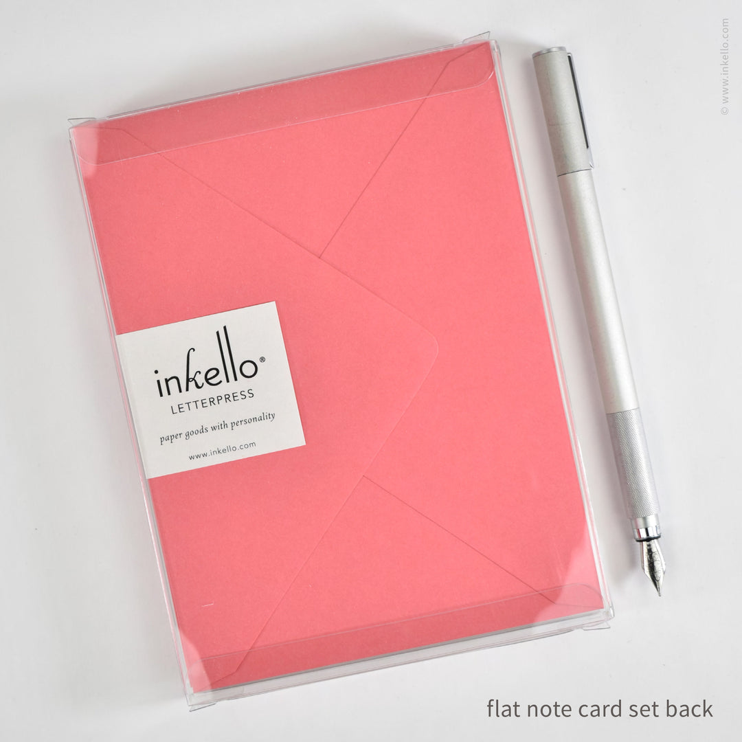 Flat Note Card Set with Vintage Pink Rose (
