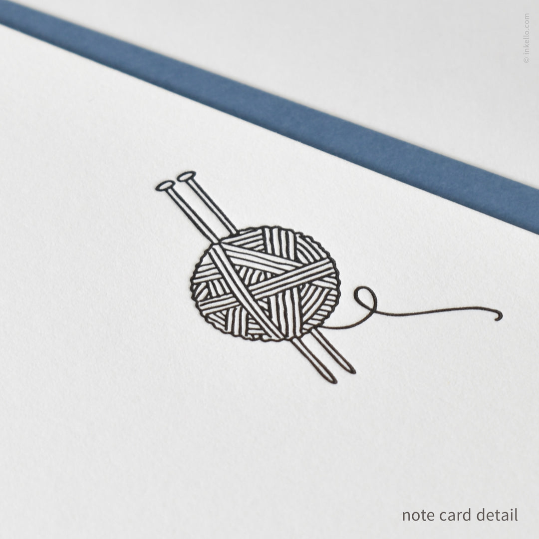Flat Note Card Set with Yarn Ball (