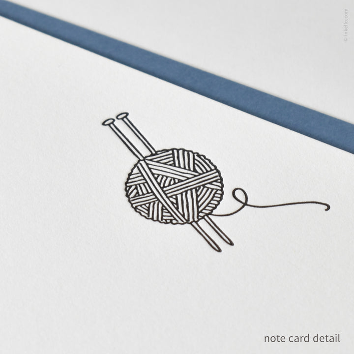 Flat Note Card Set with Yarn Ball (