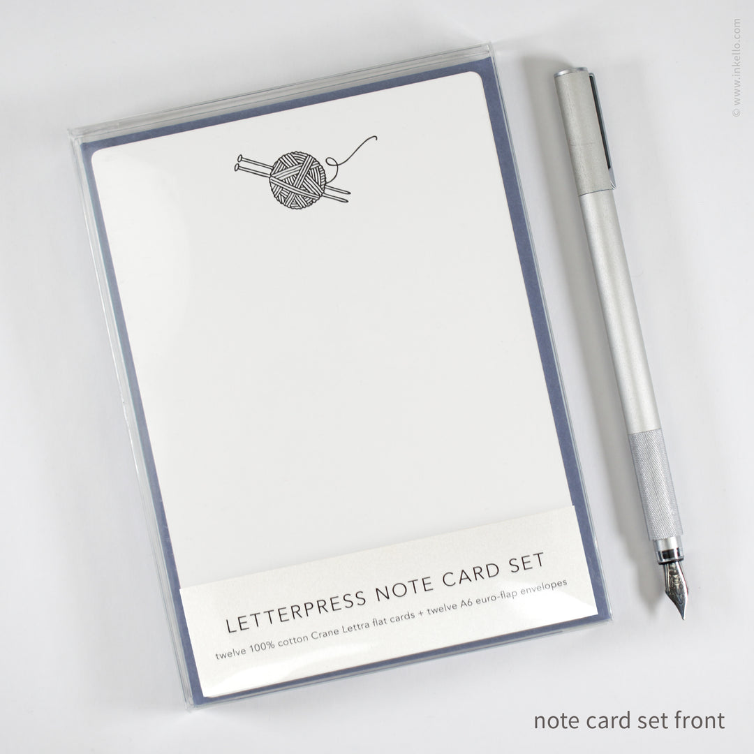 Flat Note Card Set with Yarn Ball (
