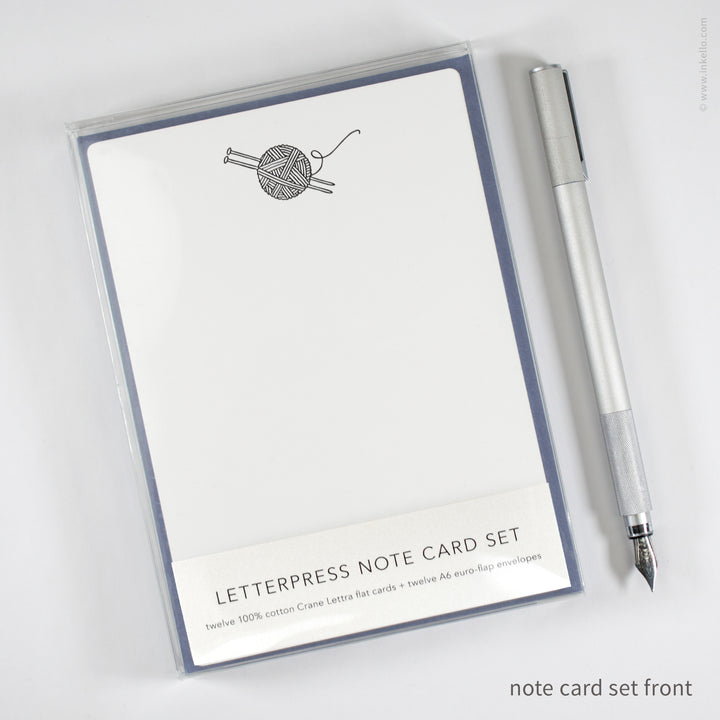 Flat Note Card Set with Yarn Ball (