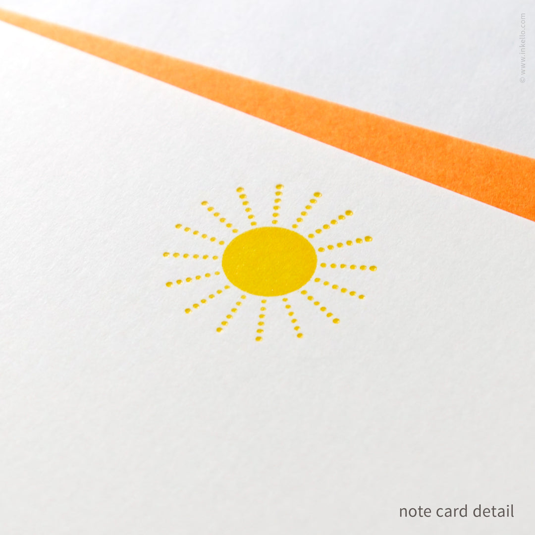Flat Note Card Set with Yellow Sun (
