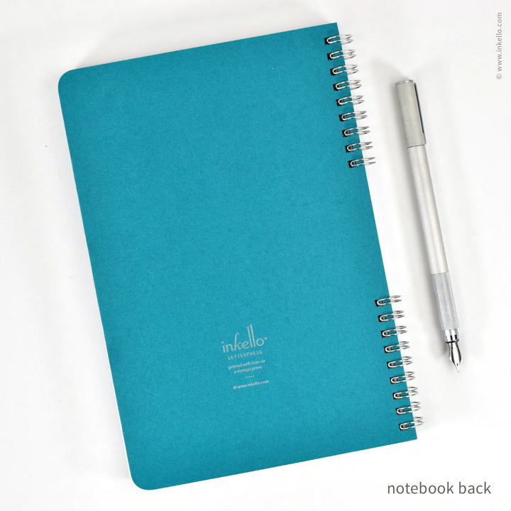 Big Burst Spiral Notebook with Teal Cover and Silver Ink (