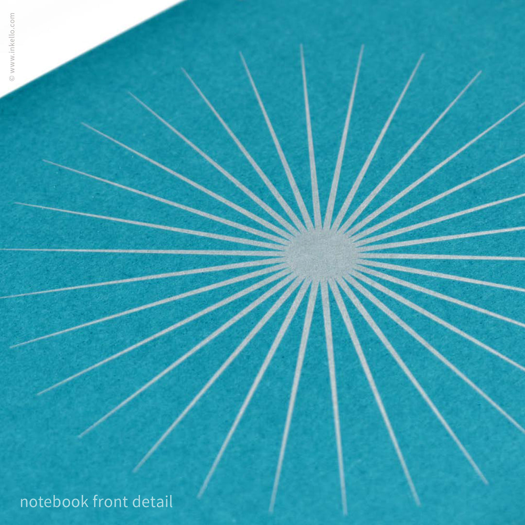 Big Burst Spiral Notebook with Teal Cover and Silver Ink (