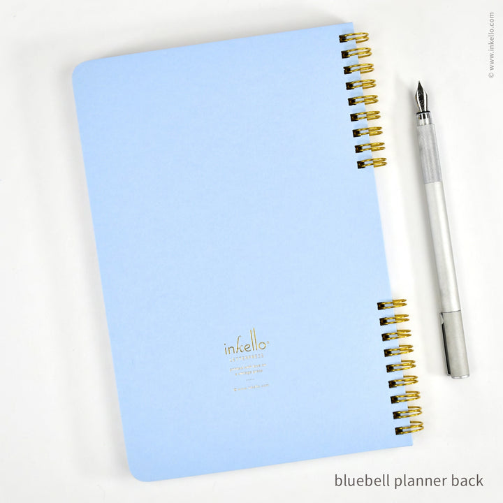 Weekly Planner with Bluebell Cover and School Cursive in Gold Foil (