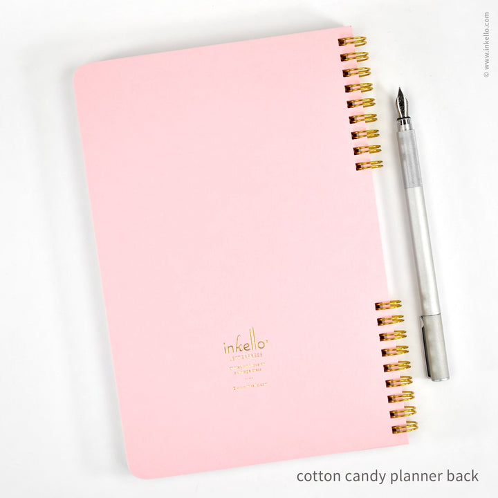 Weekly Planner with Cotton Candy Cover and School Cursive in Gold Foil (