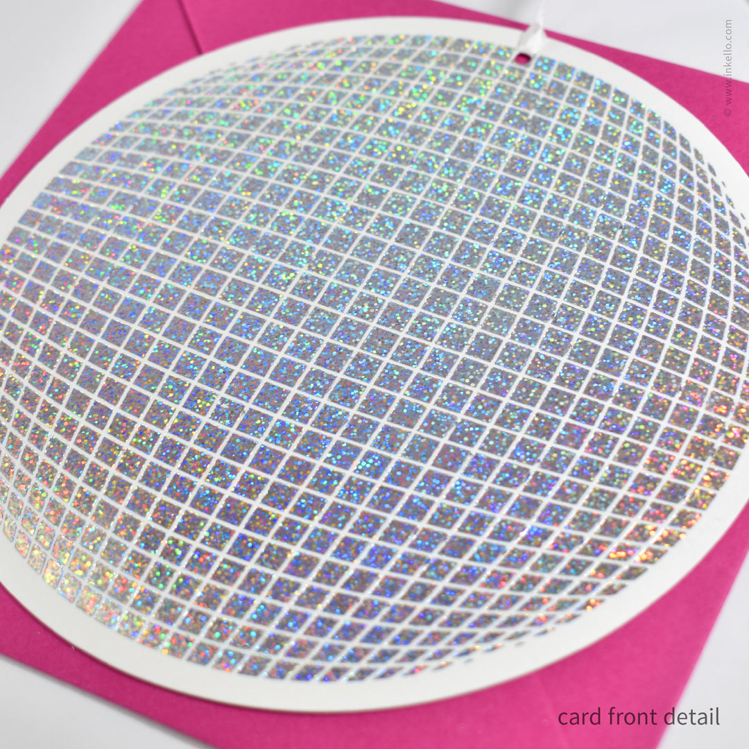 Disco Ball Hangable Birthday Card (
