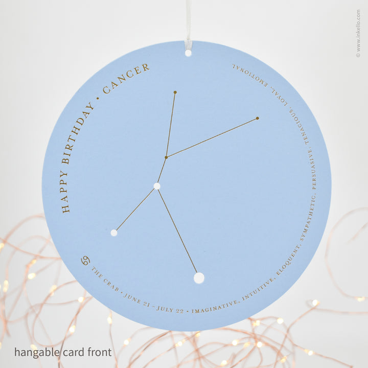Cancer Birthday Zodiac Constellation Card (