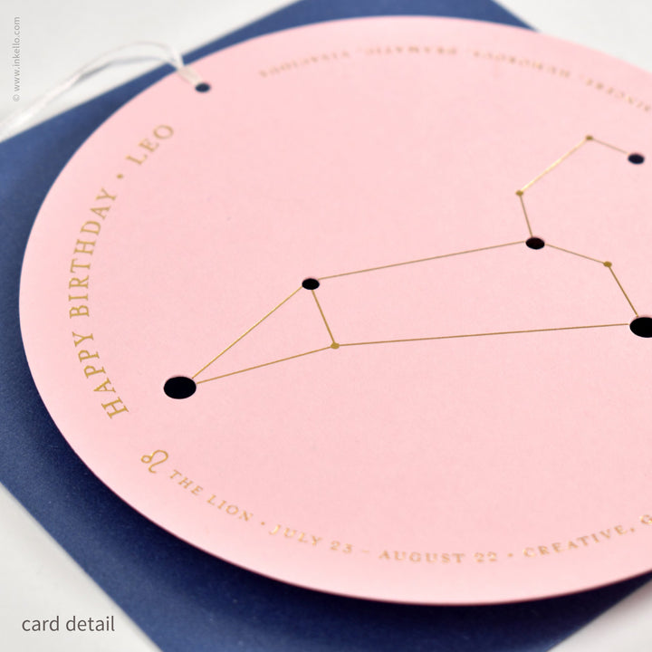 Leo Birthday Zodiac Constellation Card (