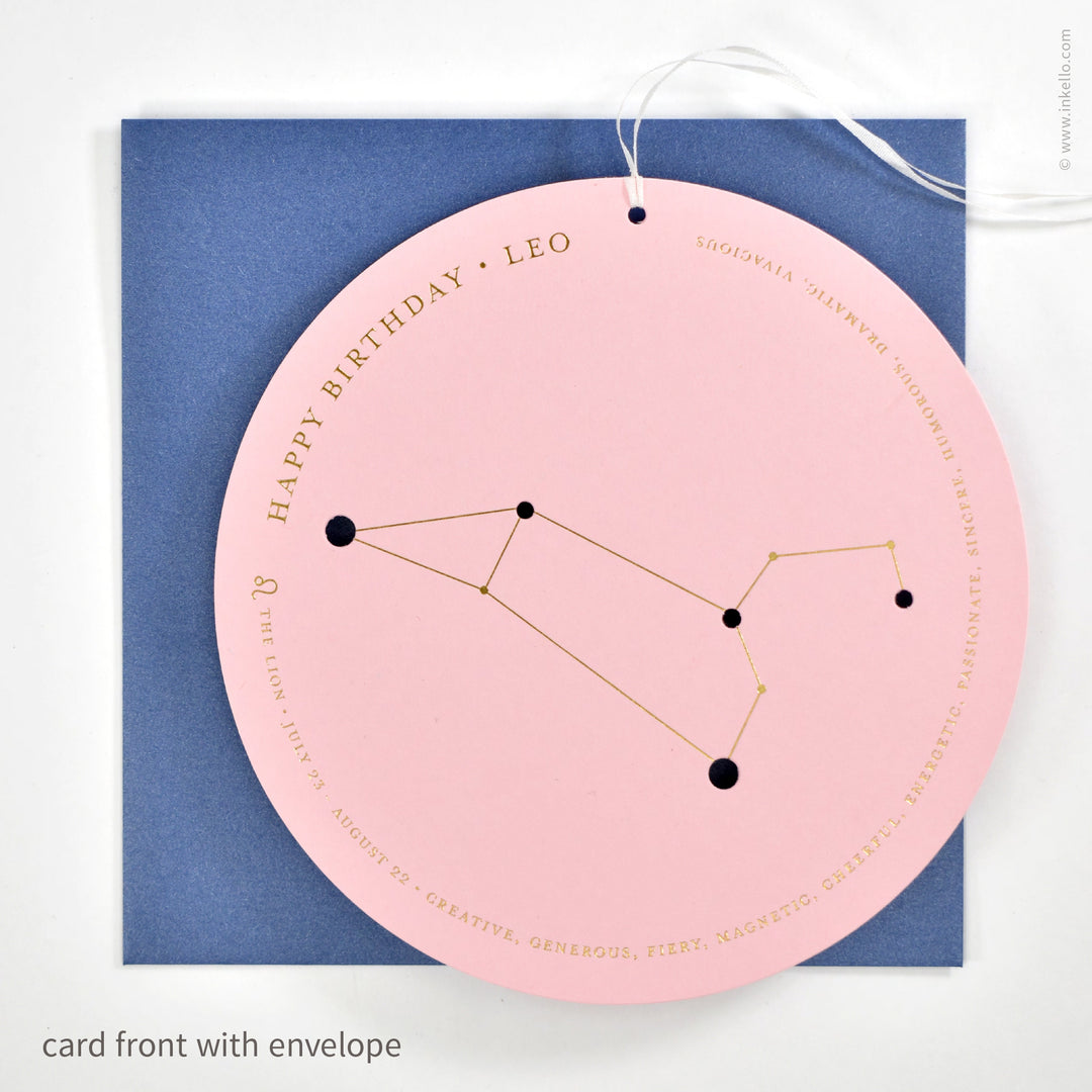 Leo Birthday Zodiac Constellation Card (