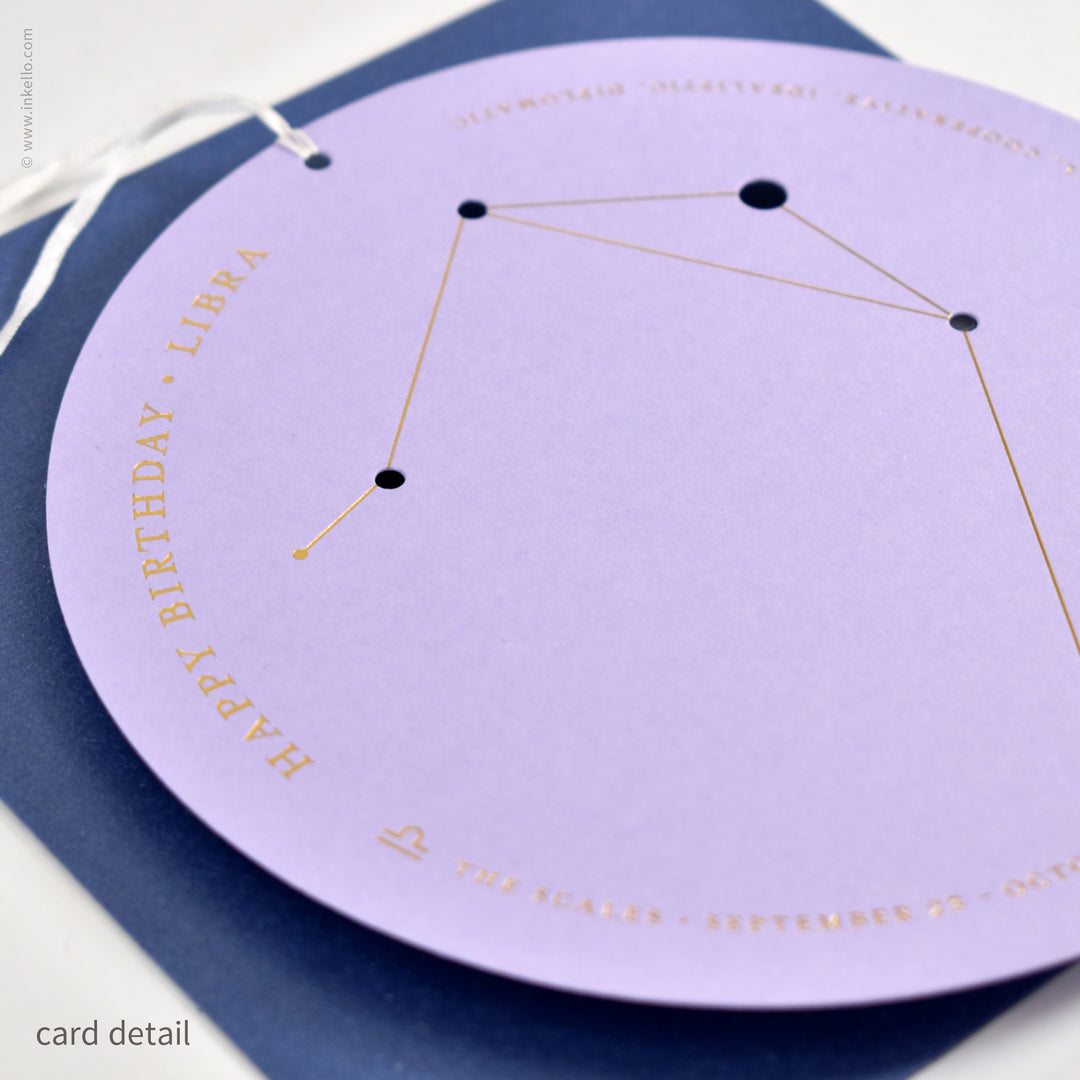 Libra Birthday Zodiac Constellation Card (