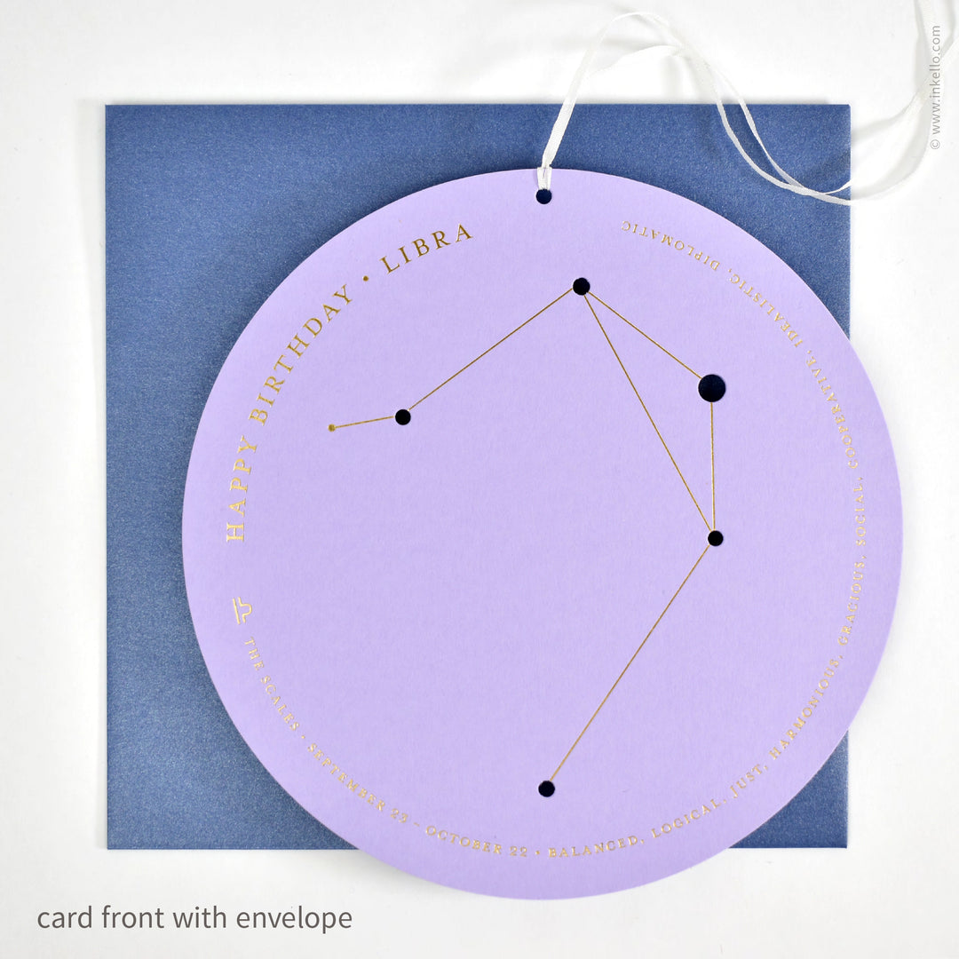 Libra Birthday Zodiac Constellation Card (