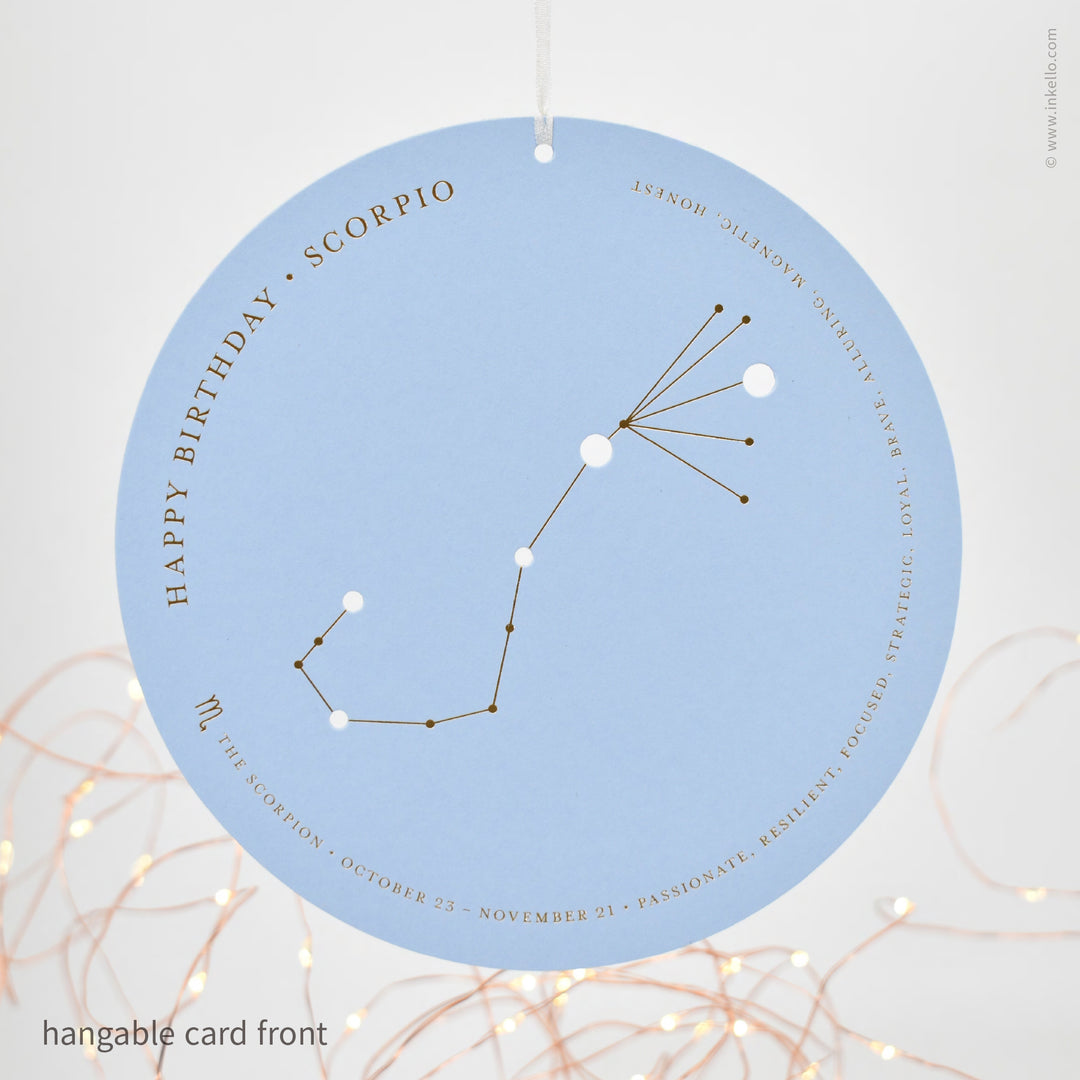 Set of 12 Zodiac Birthday Constellation Cards (