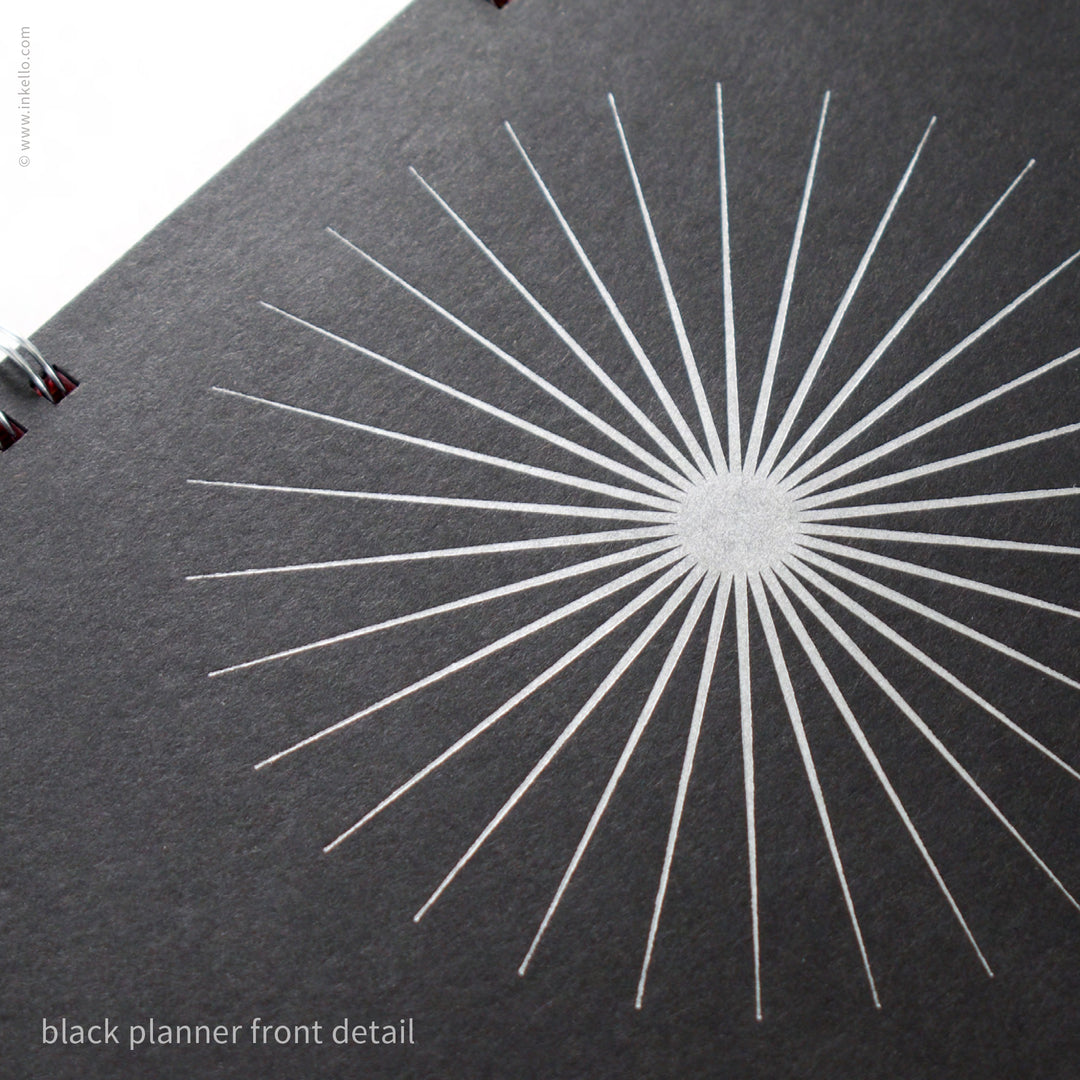 Big Burst Weekly Planner with Black Cover and Silver Ink (