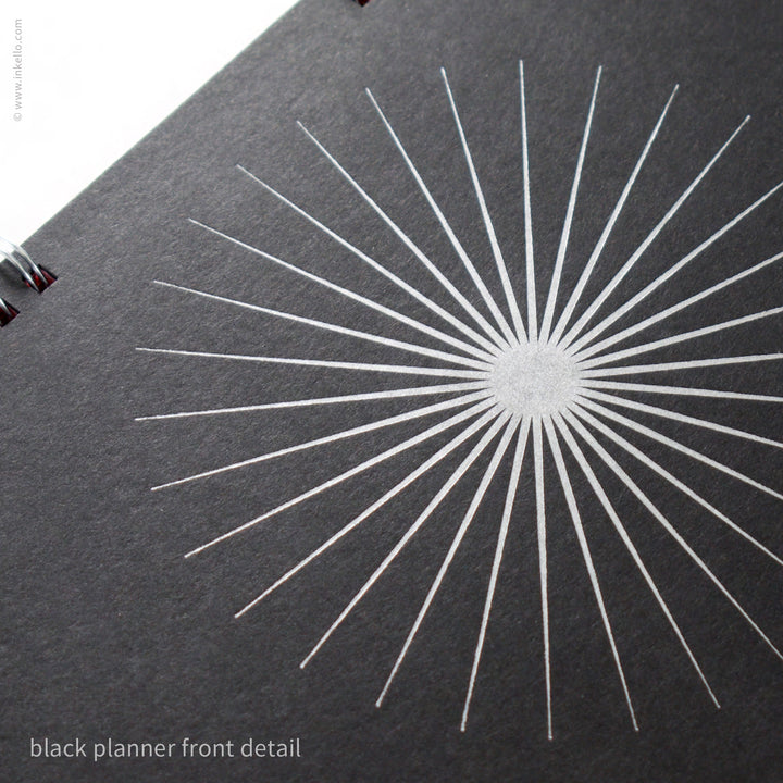 Big Burst Weekly Planner with Black Cover and Silver Ink (