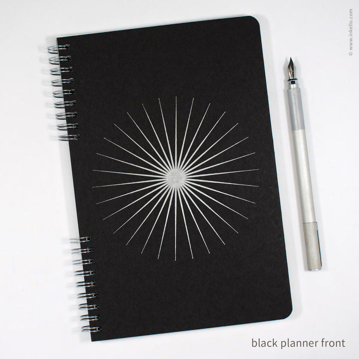 Big Burst Weekly Planner with Black Cover and Silver Ink (