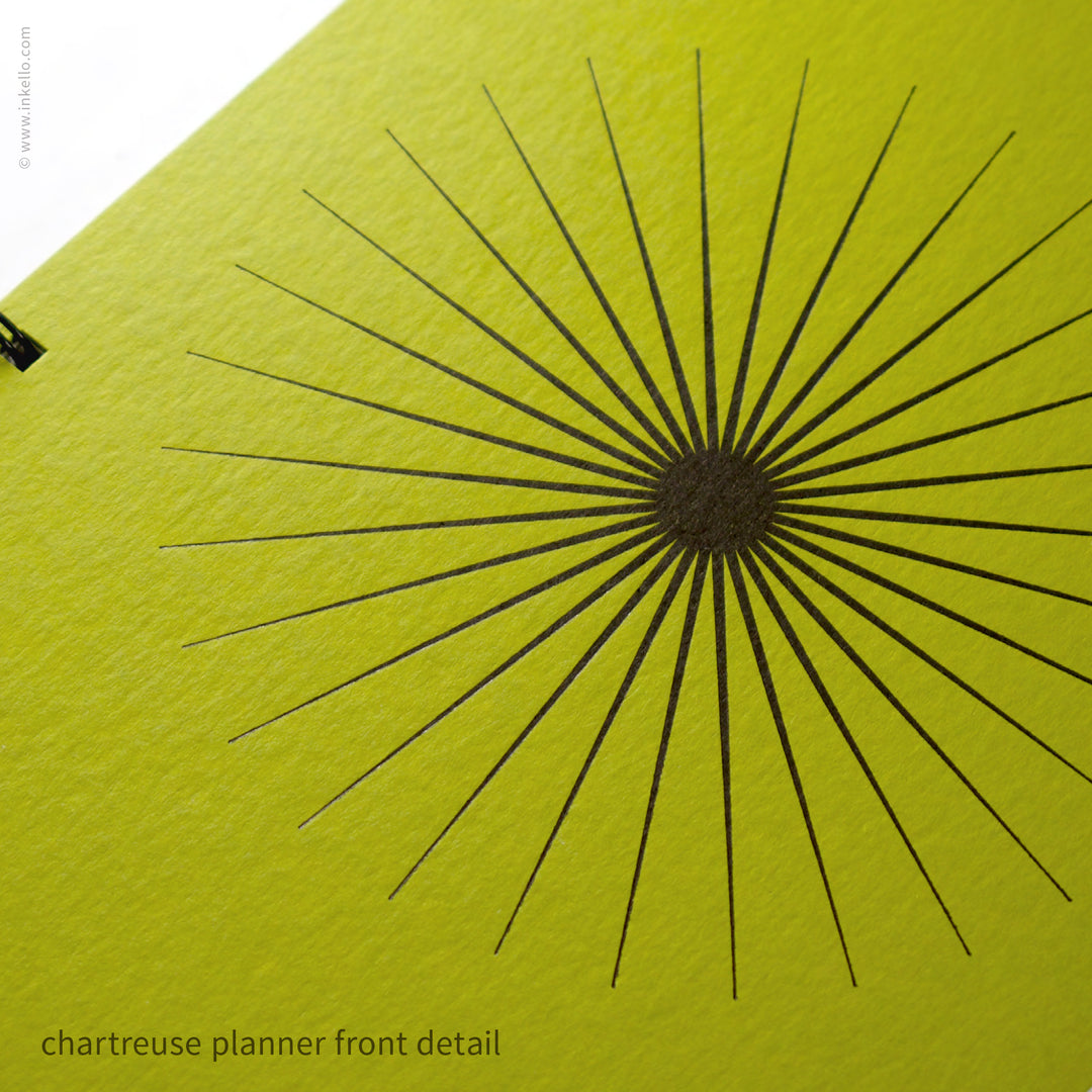 Big Burst Weekly Planner with Chartreuse Cover and Black Ink (