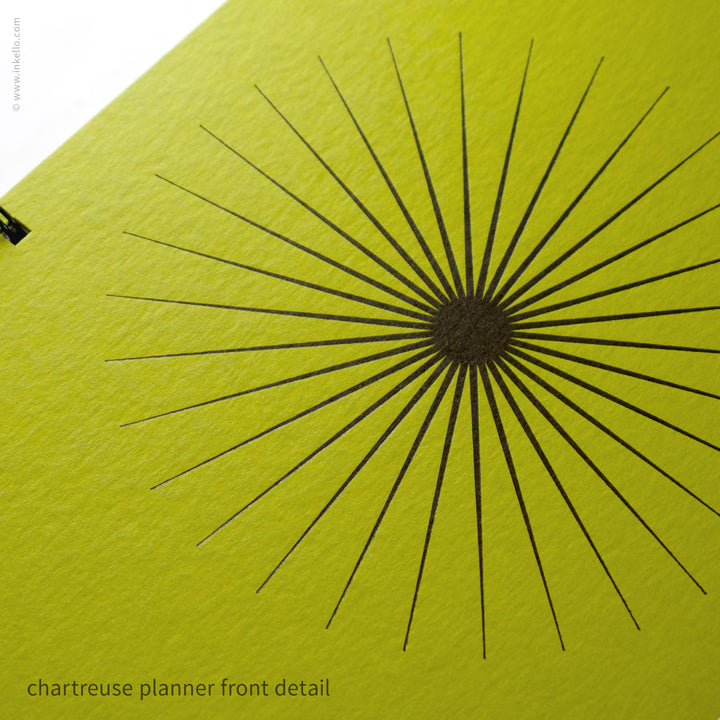 Big Burst Weekly Planner with Chartreuse Cover and Black Ink (