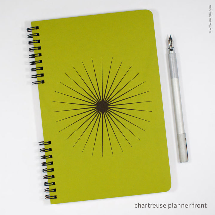 Big Burst Weekly Planner with Chartreuse Cover and Black Ink (