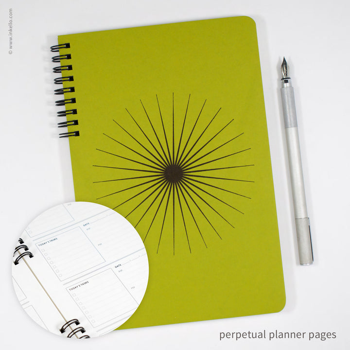 Big Burst Weekly Planner with Chartreuse Cover and Black Ink (