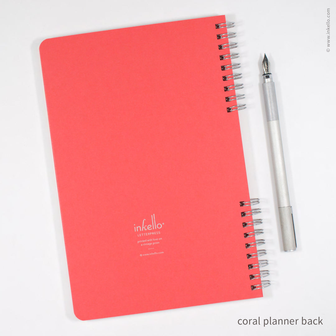 Big Burst Weekly Planner with Coral Cover and Silver Ink (