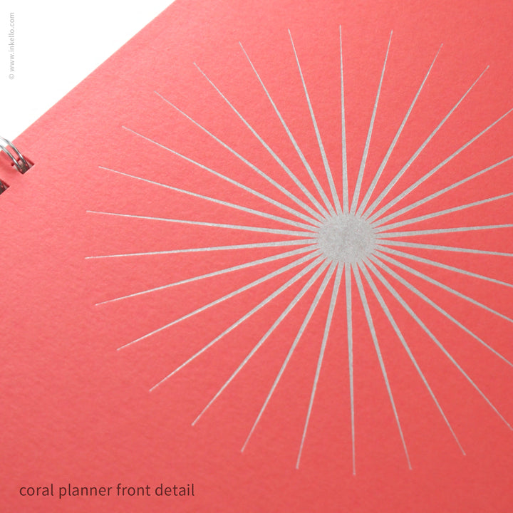 Big Burst Weekly Planner with Coral Cover and Silver Ink (