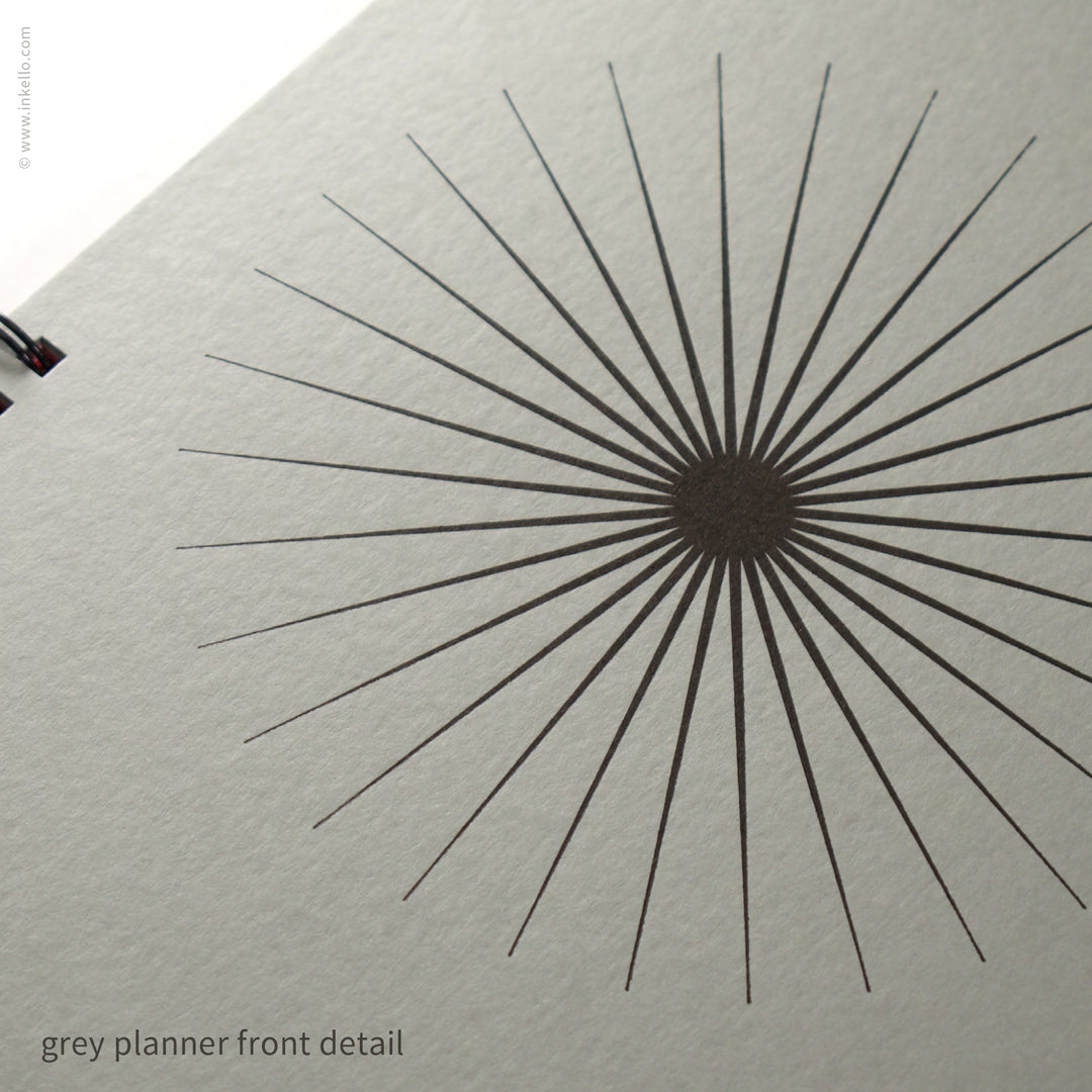 Big Burst Weekly Planner with Grey Cover and Black Ink (