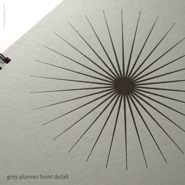 Big Burst Weekly Planner with Grey Cover and Black Ink (