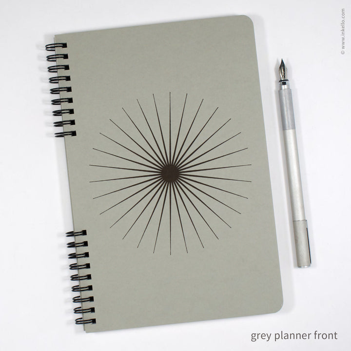 Big Burst Weekly Planner with Grey Cover and Black Ink (