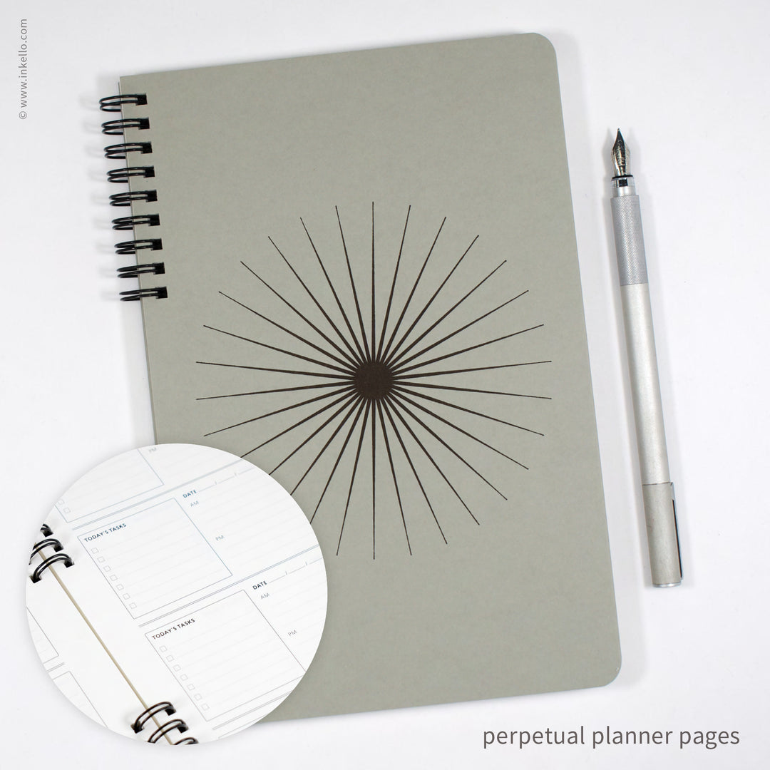 Big Burst Weekly Planner with Grey Cover and Black Ink (