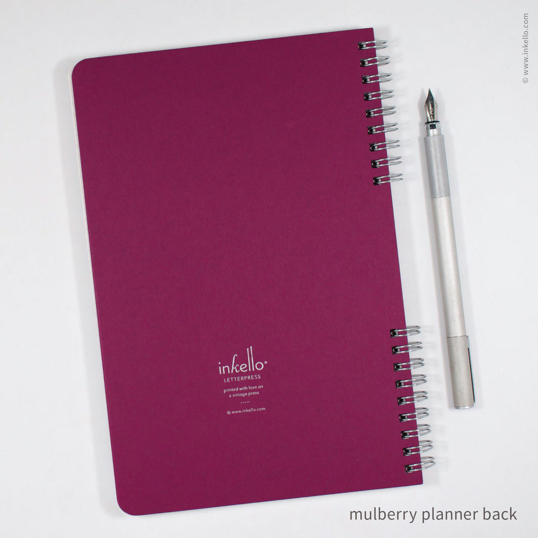 Big Burst Weekly Planner with Mulberry Cover and Silver Ink (