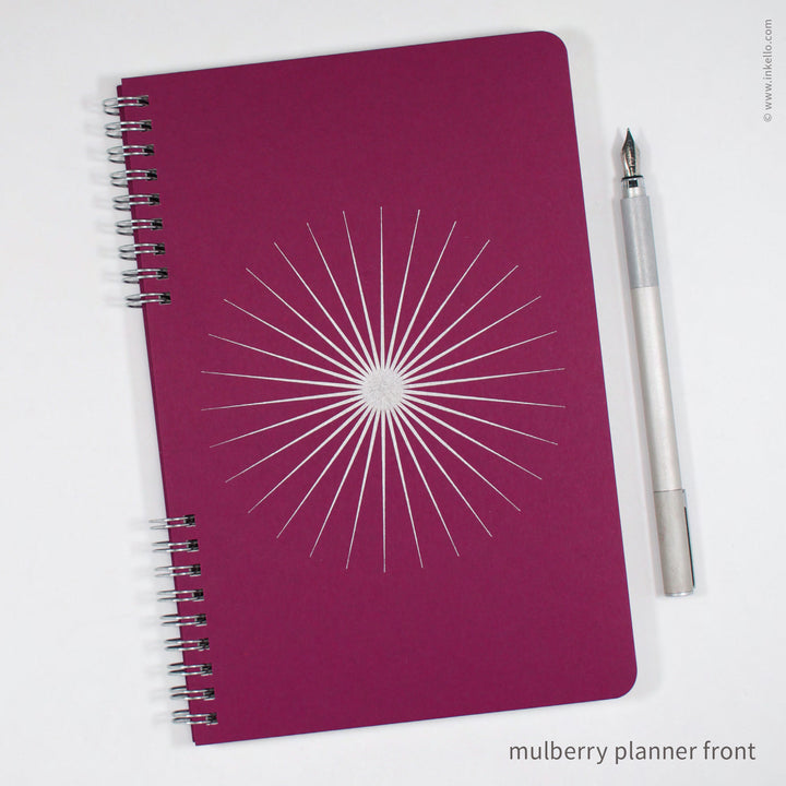 Big Burst Weekly Planner with Mulberry Cover and Silver Ink (