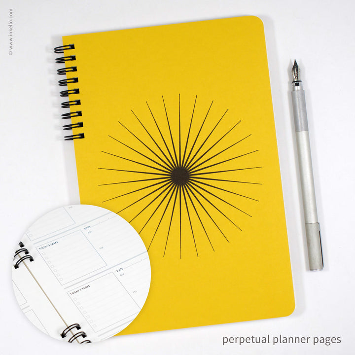 Big Burst Weekly Planner with Mustard Cover and Black Ink (