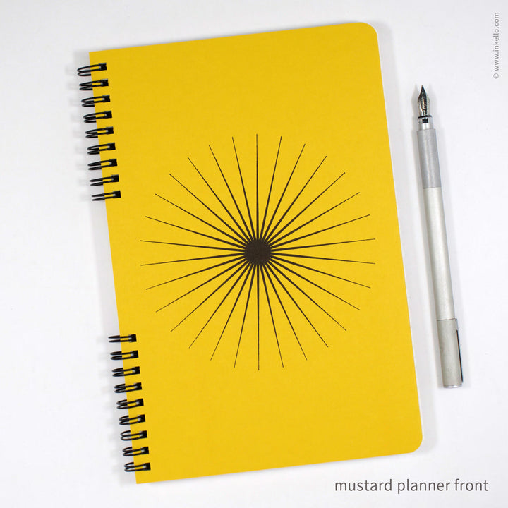 Big Burst Weekly Planner with Mustard Cover and Black Ink (