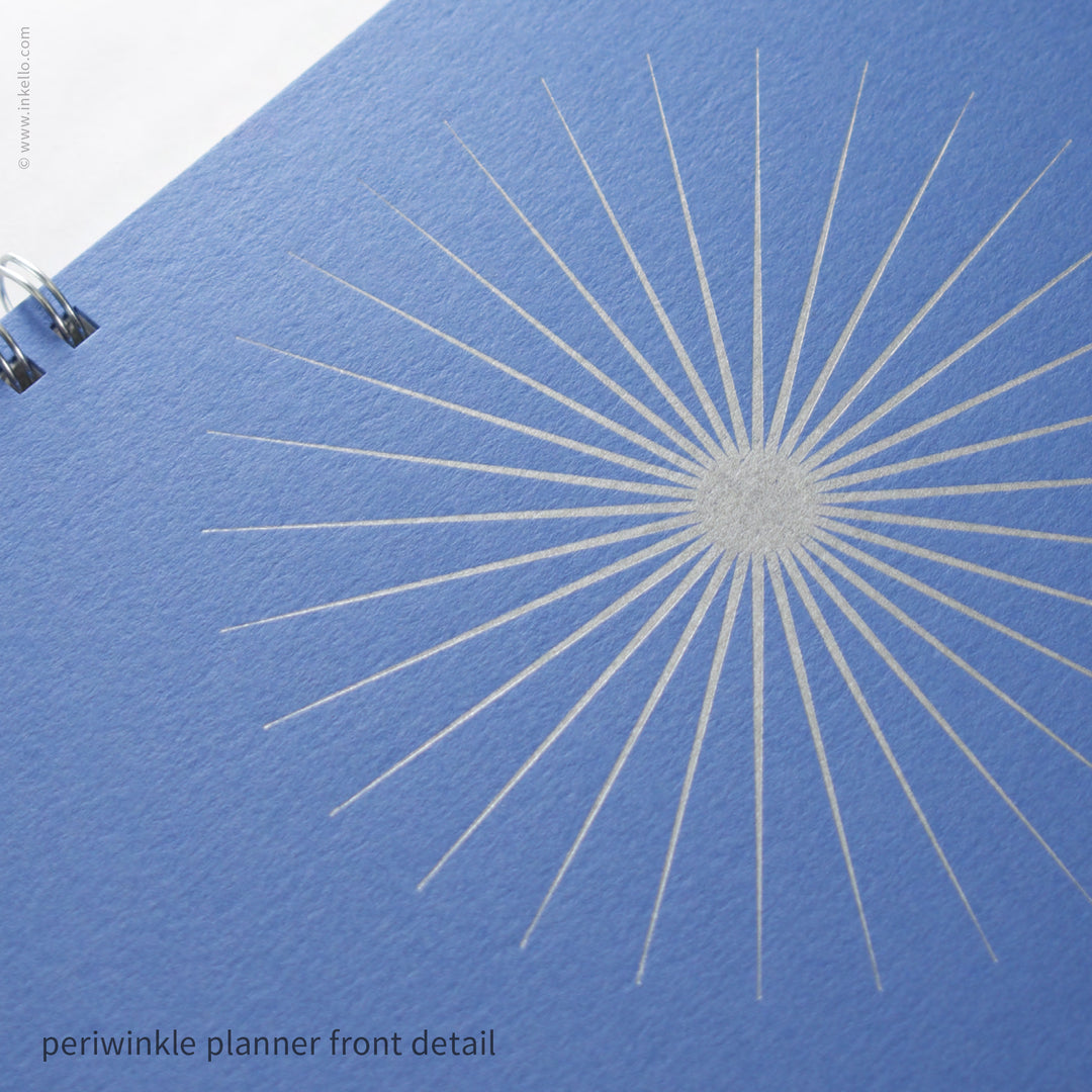 Big Burst Weekly Planner with Periwinkle Cover and Silver Ink (