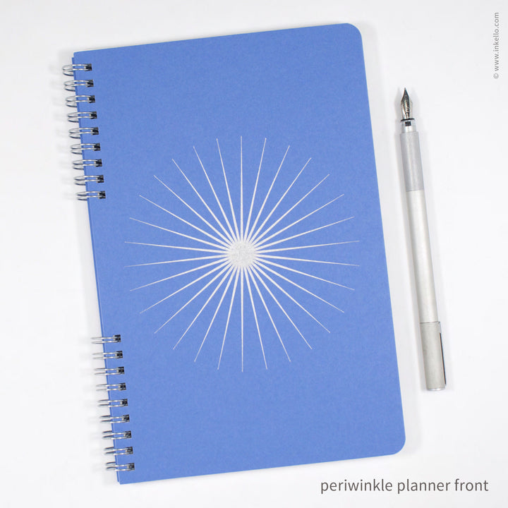 Big Burst Weekly Planner with Periwinkle Cover and Silver Ink (