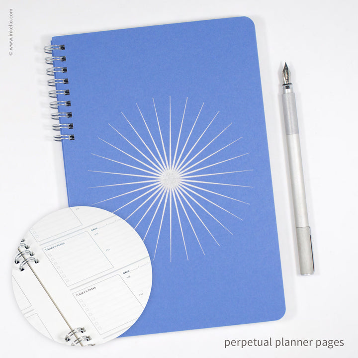 Big Burst Weekly Planner with Periwinkle Cover and Silver Ink (