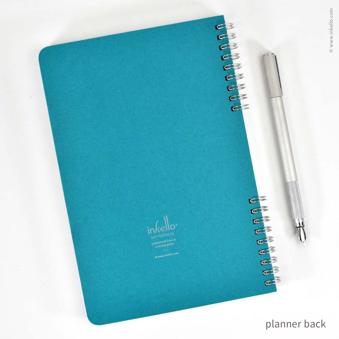 Big Burst Weekly Planner with Teal Cover and Silver Ink (