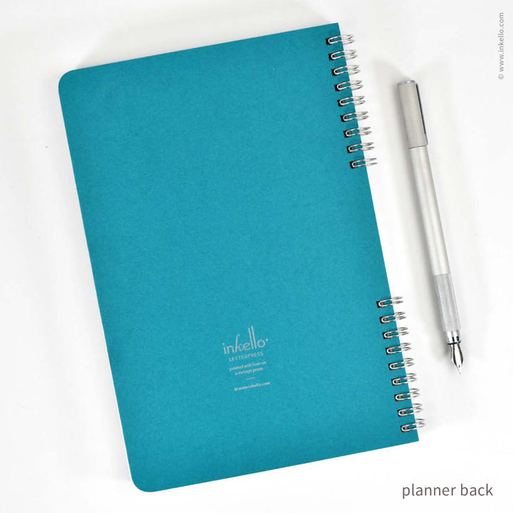 Big Burst Weekly Planner with Teal Cover and Silver Ink (