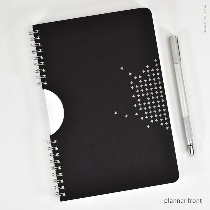 Star Weekly Planner with Black Cover and Silver Ink (
