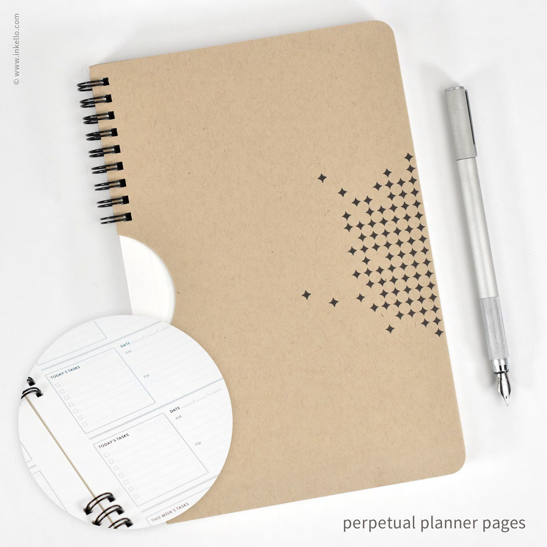 Star Weekly Planner with Kraft Cover and Black Ink (