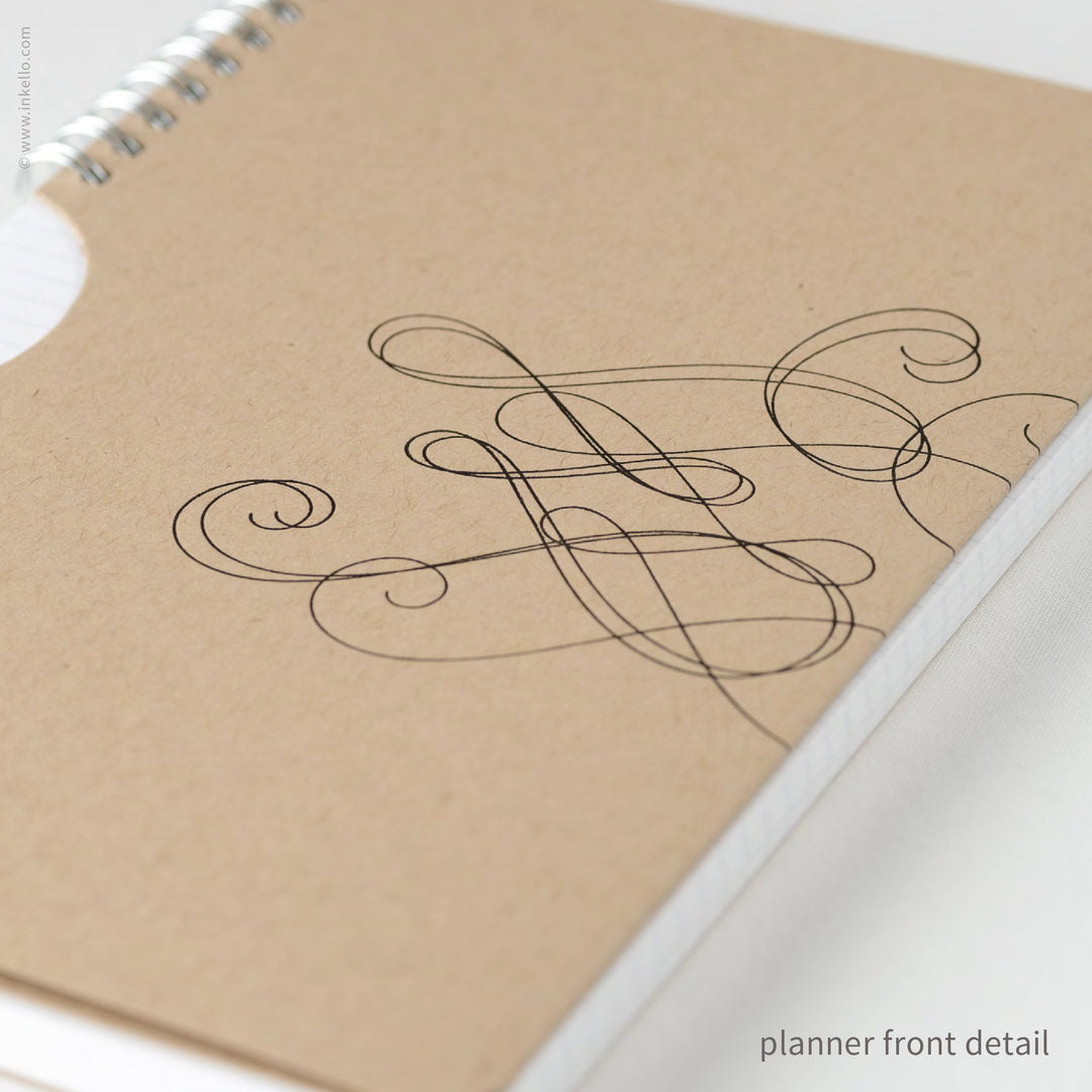 Swirl Weekly Planner with Kraft Cover and Black Ink (