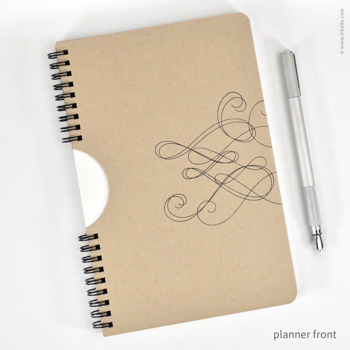 Swirl Weekly Planner with Kraft Cover and Black Ink (