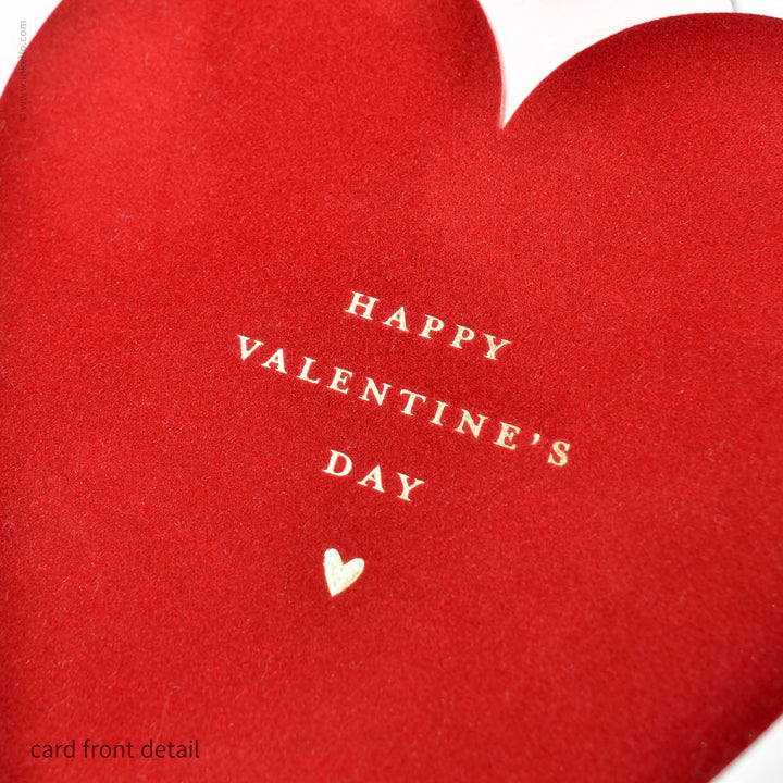 Crimson Velveteen Heart Valentine with Gold Foil (